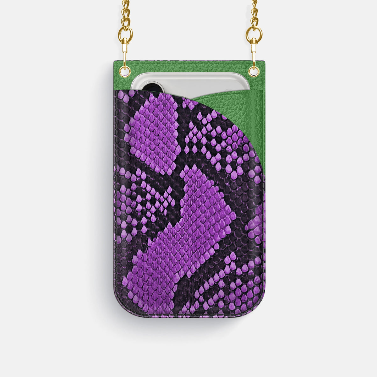 Crossbody Bag For iPhone 18 Pro In Deluxe Python -1 | Purple-Gold