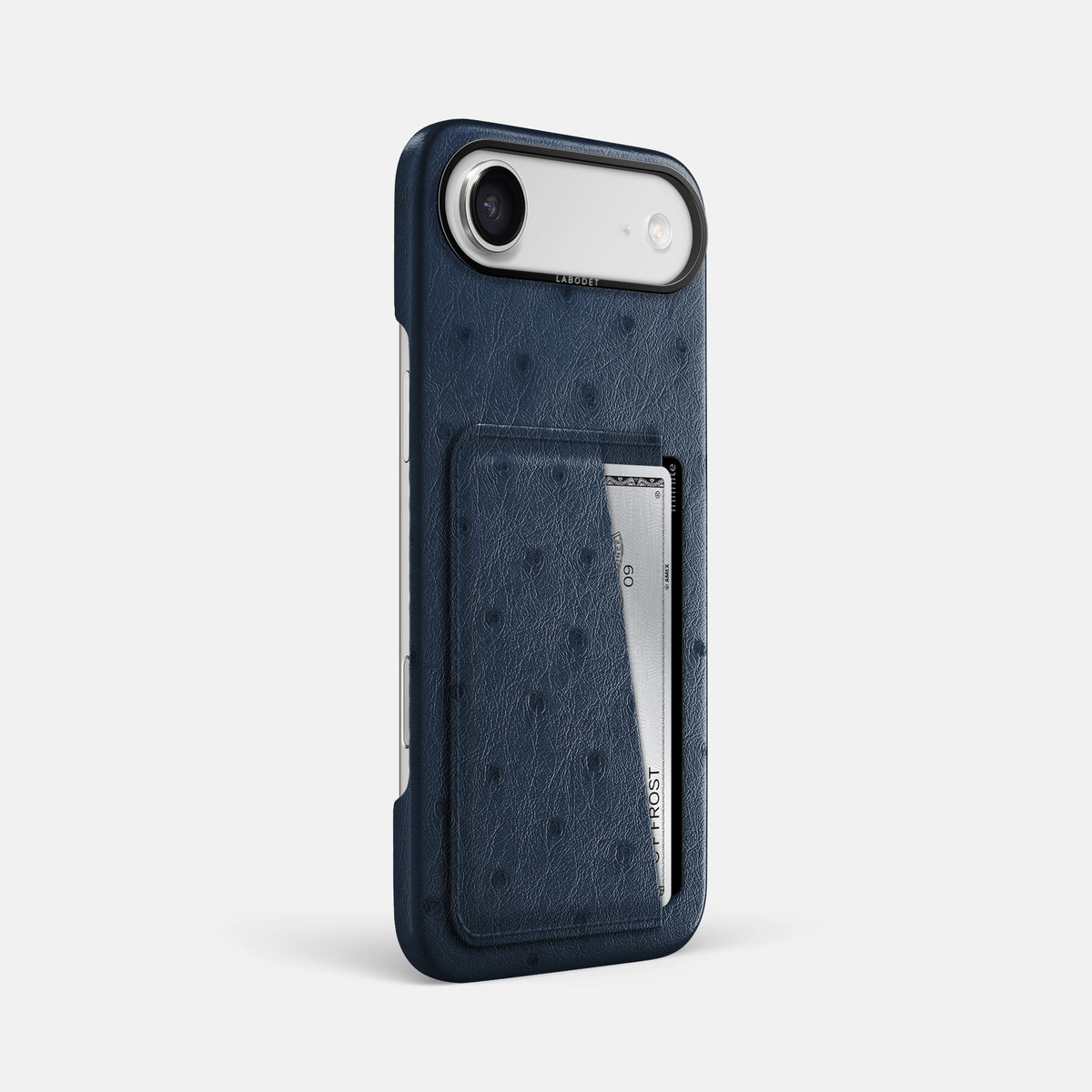 Double Card Case For iPhone 17 Air In Ostrich -2 | Navy-Blue-Black