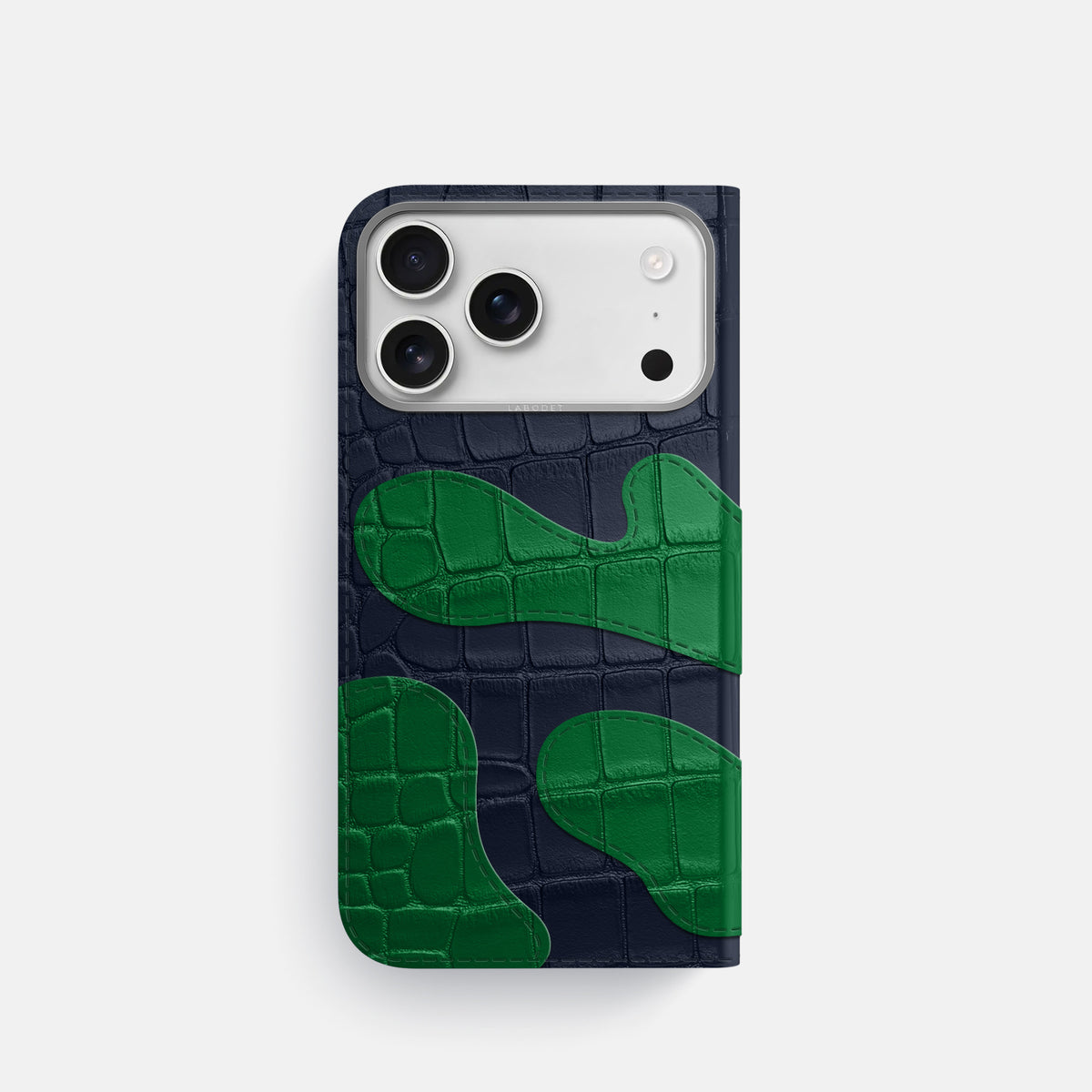 Camouflage Folio For iPhone 17 Pro In Alligator -3 | Navy-Blue-Steel