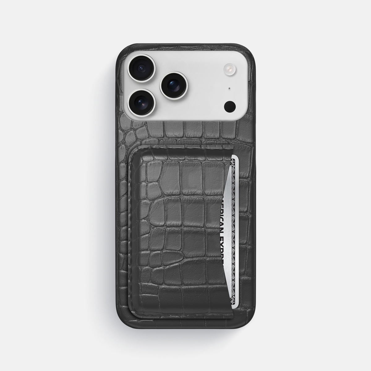 Slim Card Case For iPhone 17 Pro Max In Alligator -1 | Grey
