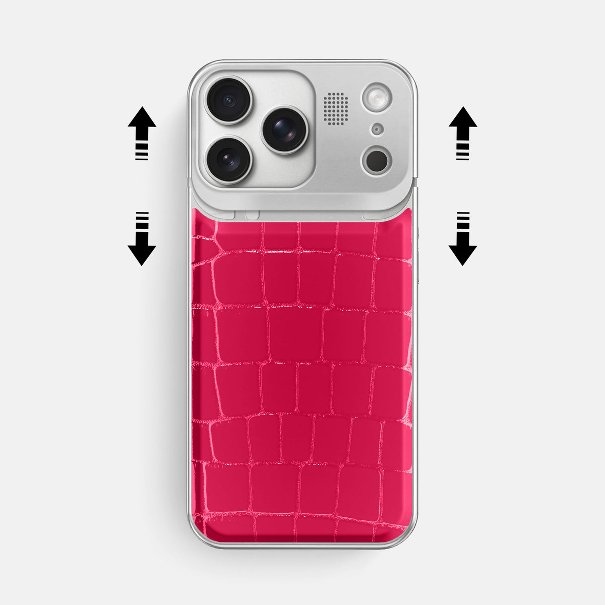 Metal Case For iPhone 17 Pro Max In Shiny Alligator -2 | Pink-Panther-Steel