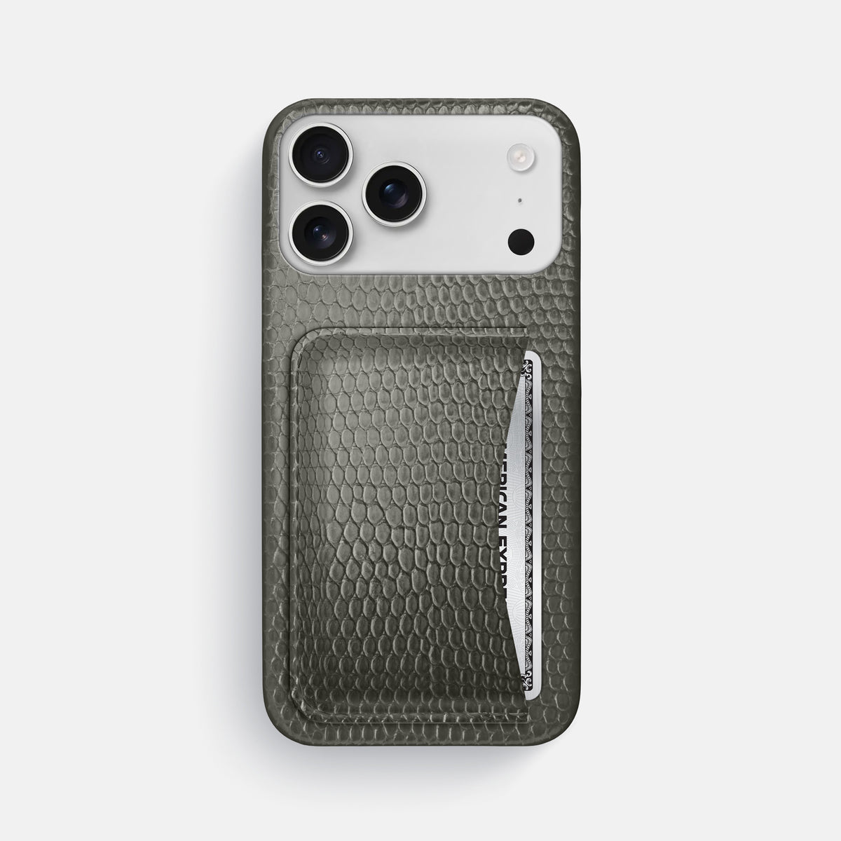Slim Card Case For iPhone 17 Pro Max In Lizard -1 | Grey
