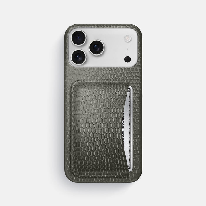 Slim Card Case For iPhone 17 Pro Max In Lizard -1 | Grey