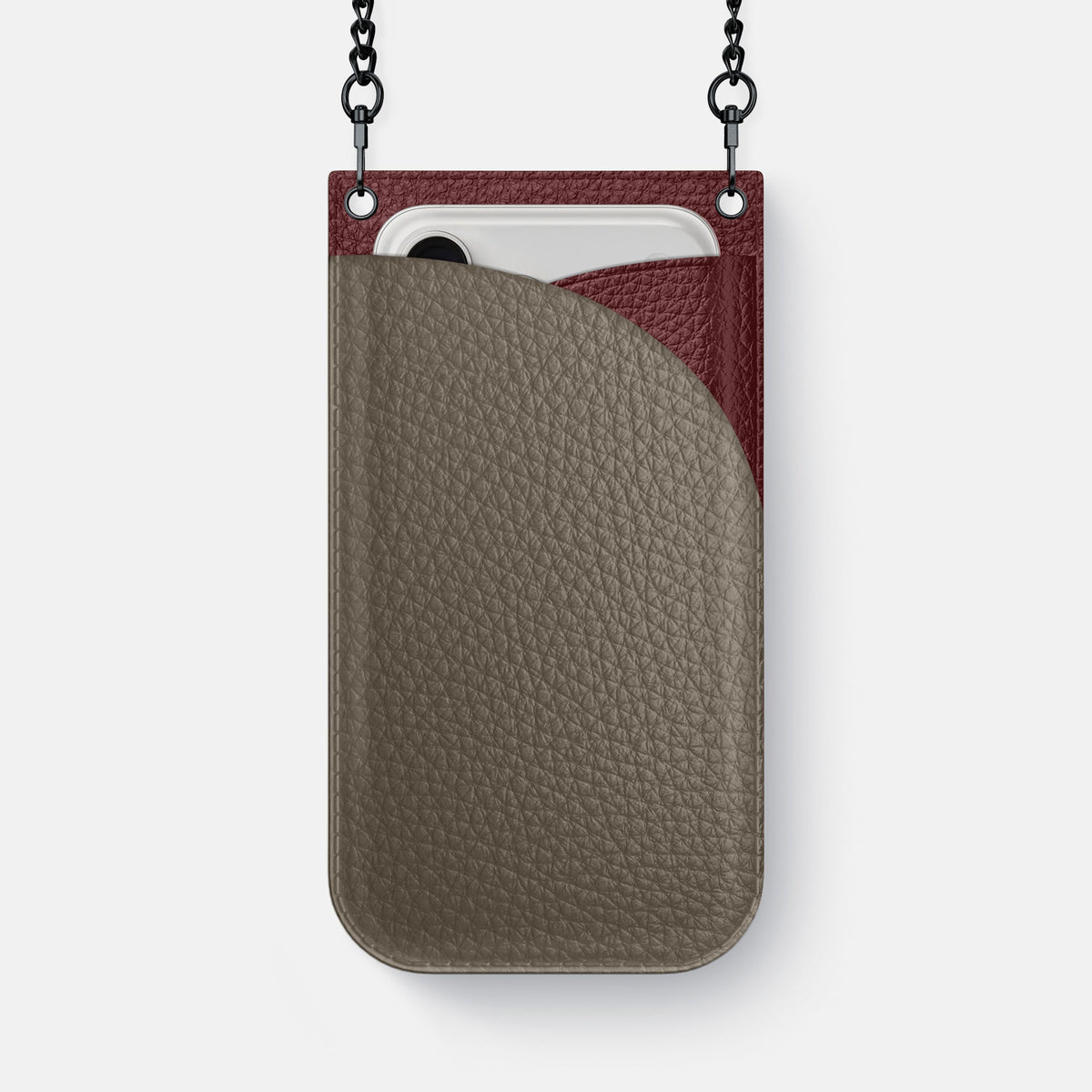 Crossbody Bag For iPhone 18 Pro Max In Calf -1 | Taupe-Black