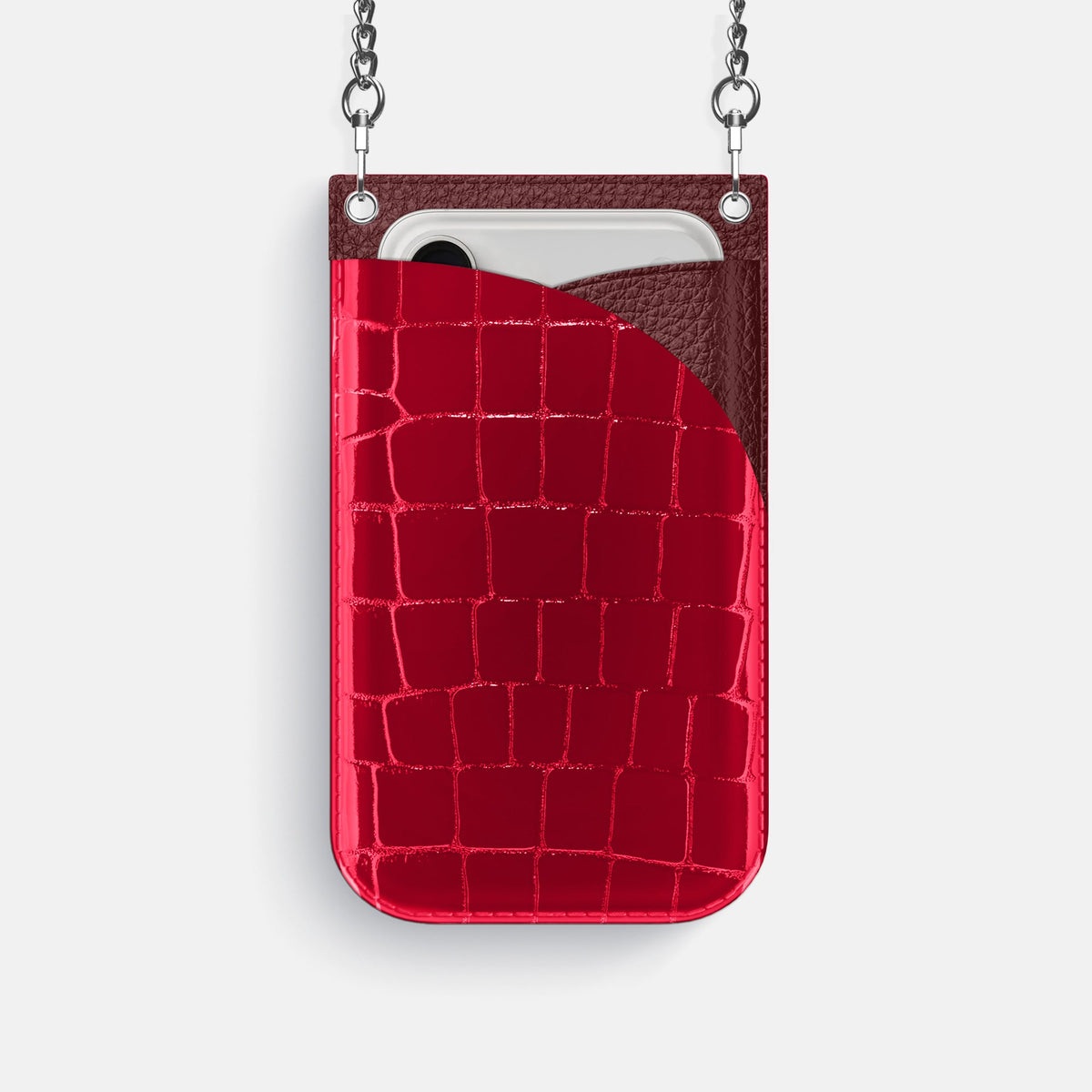 Crossbody Bag For iPhone 18 Pro In Shiny Alligator -1 | Cherry-Steel