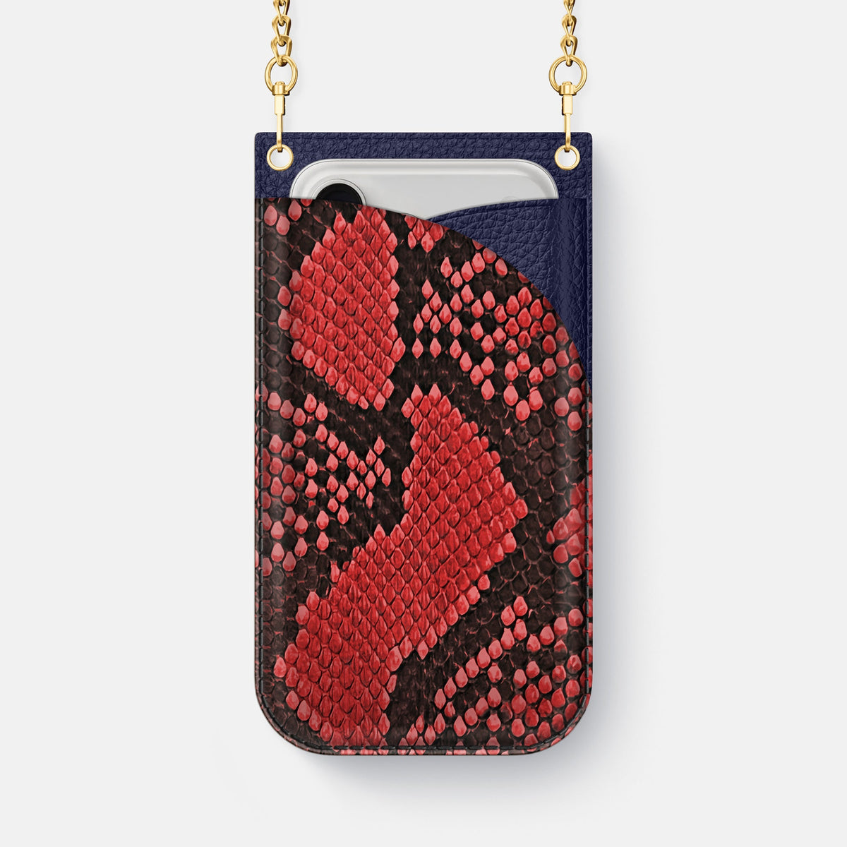 Crossbody Bag For iPhone 18 Pro Max In Deluxe Python -1 | Red-Gold