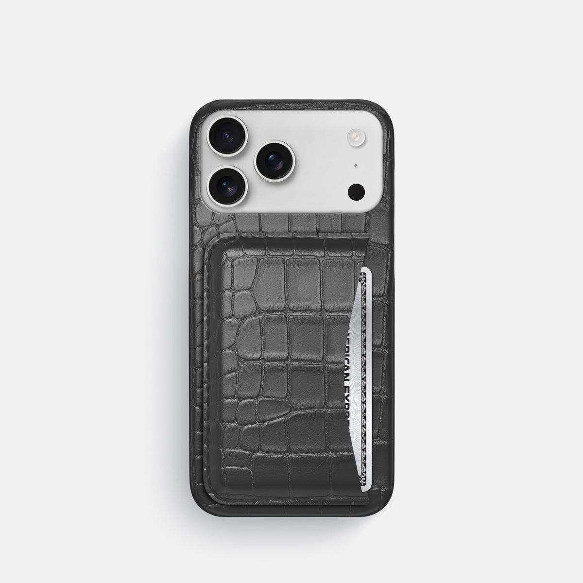 Slim Card Case For iPhone 17 Pro In Alligator -1 | Grey