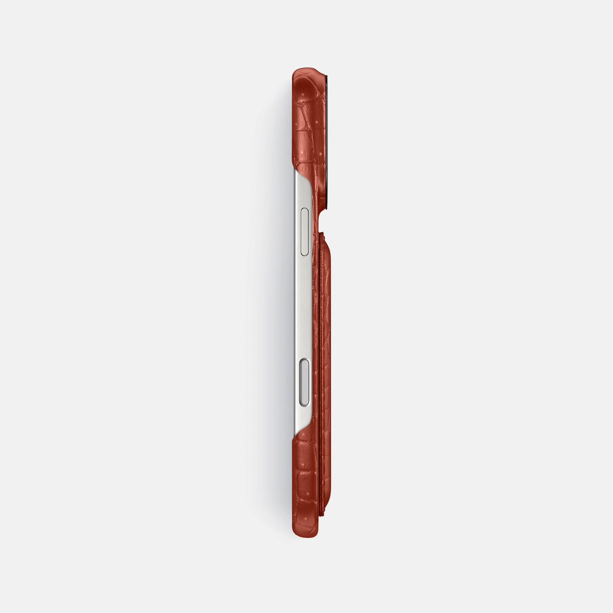 Double Card Case For iPhone 18 Pro Max In Porosus Crocodile -3 | Mahogany-Brown-Black