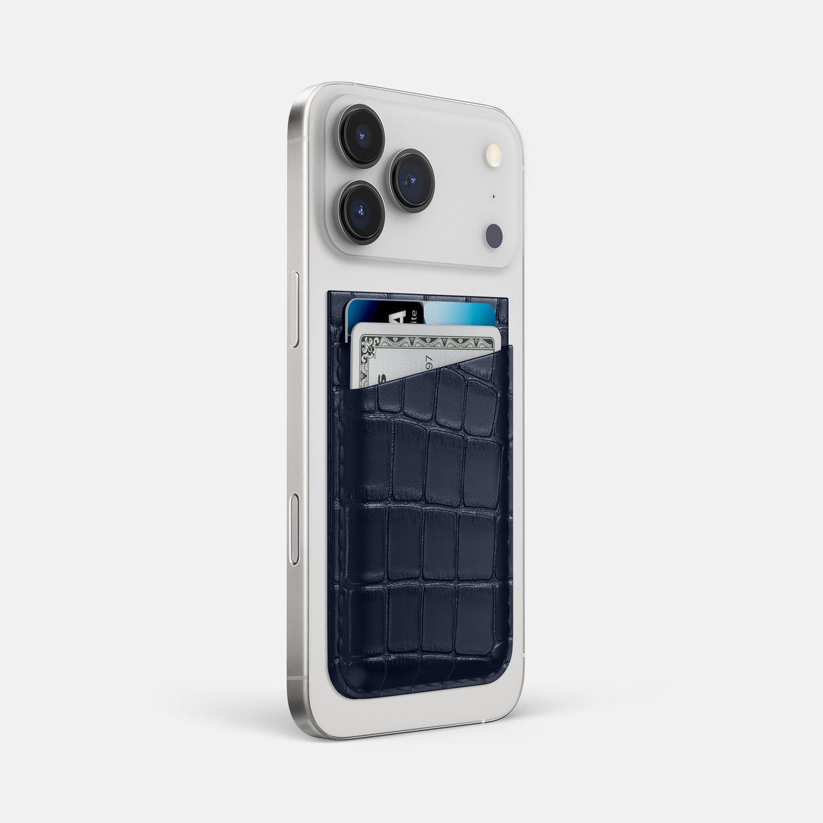MagSafe Wallet For iPhone 18 Pro Max In Alligator -2 | Navy-Blue