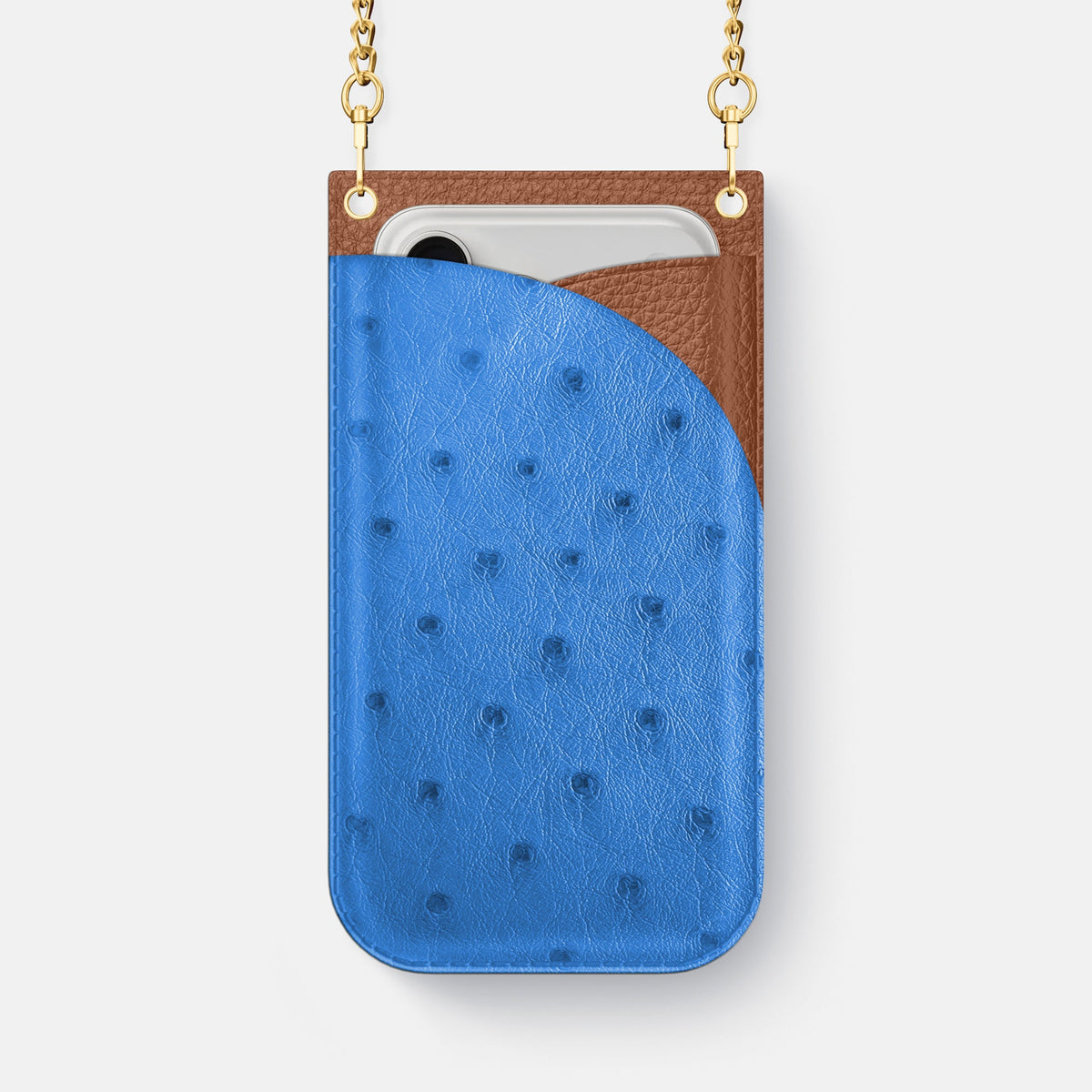 Crossbody Bag For iPhone 18 Pro Max In Ostrich -1 | Royal-Blue-Gold