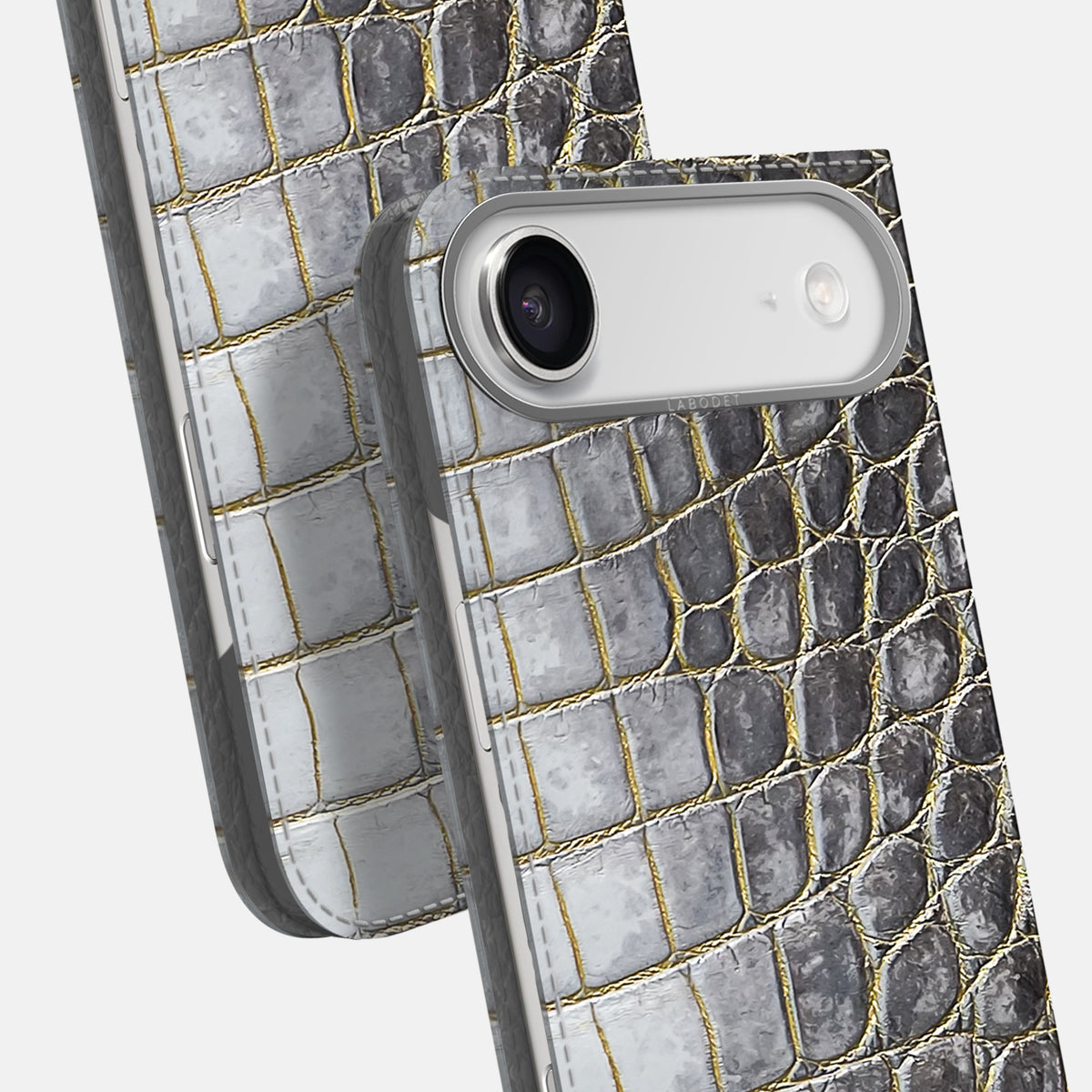 Folio Case For iPhone 17 Air In Himalayan Crocodile -5 | Gold-Steel