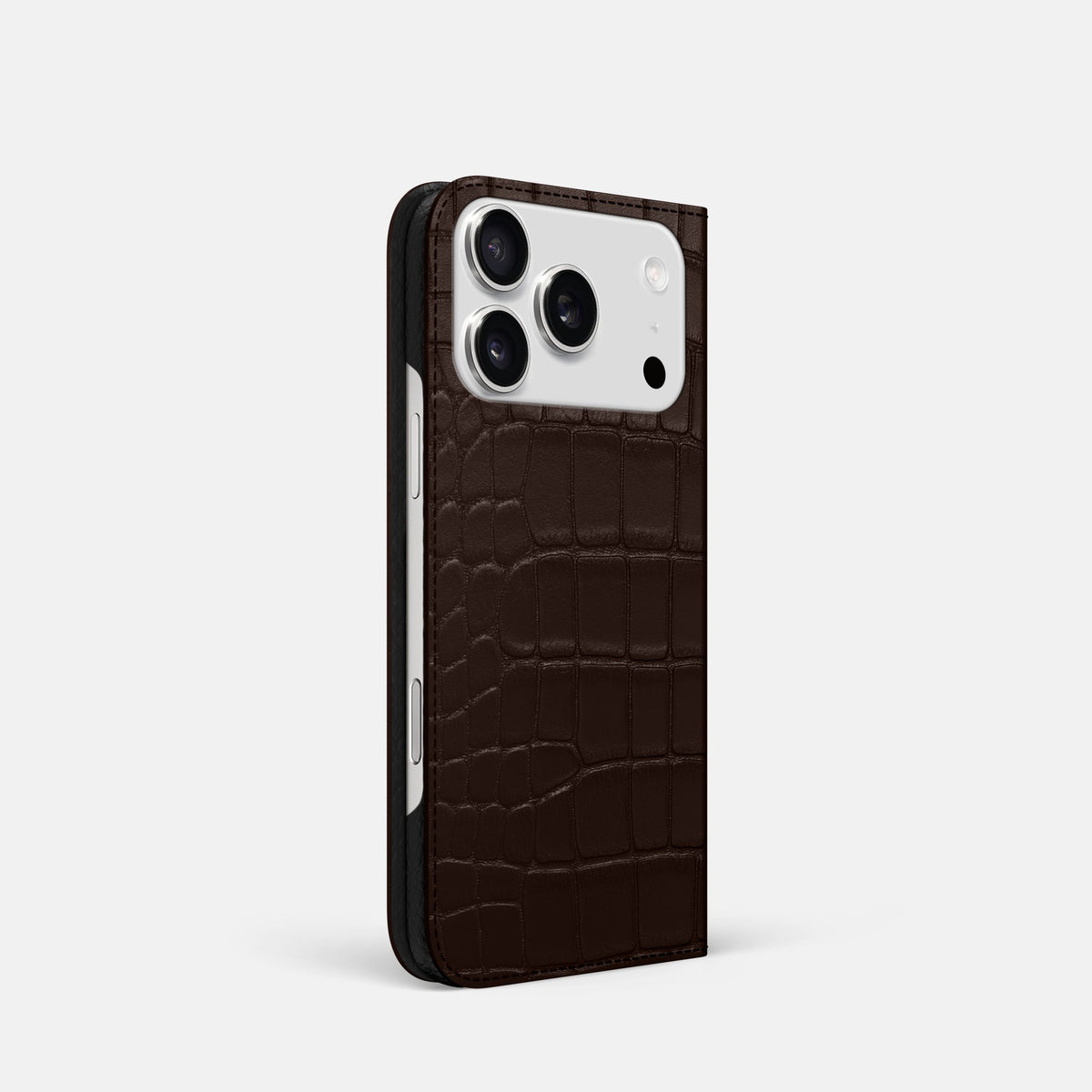 Folio Slim Case For iPhone 18 Pro In Alligator -1 | Dark-Brown