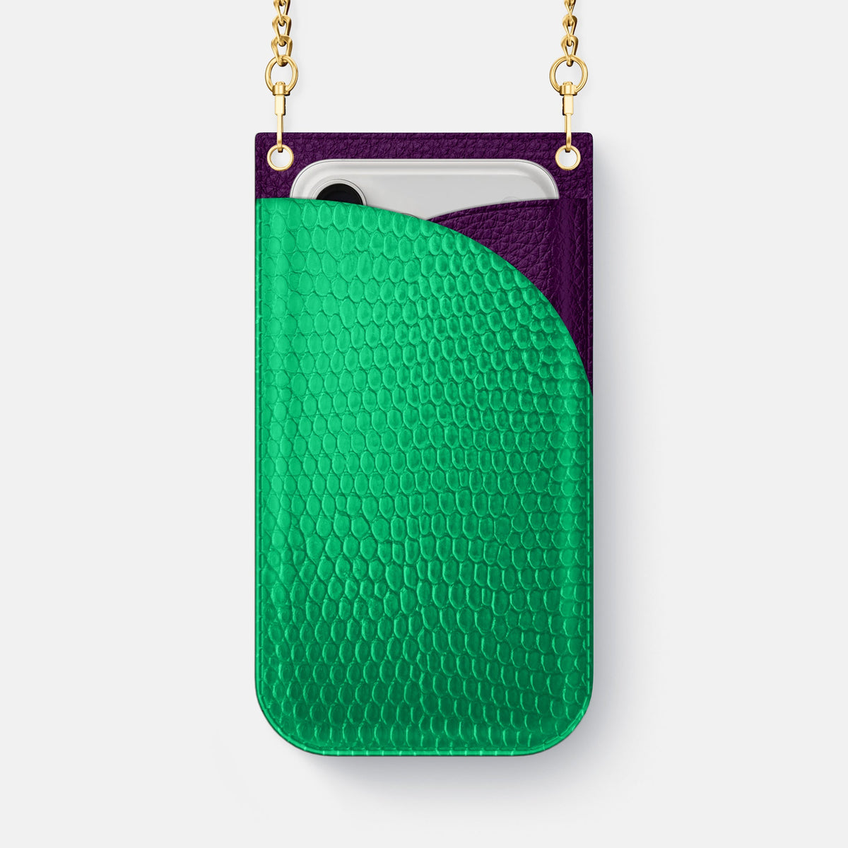 Crossbody Bag For iPhone 18 Pro Max In Lizard -1 | Apple-Green-Gold
