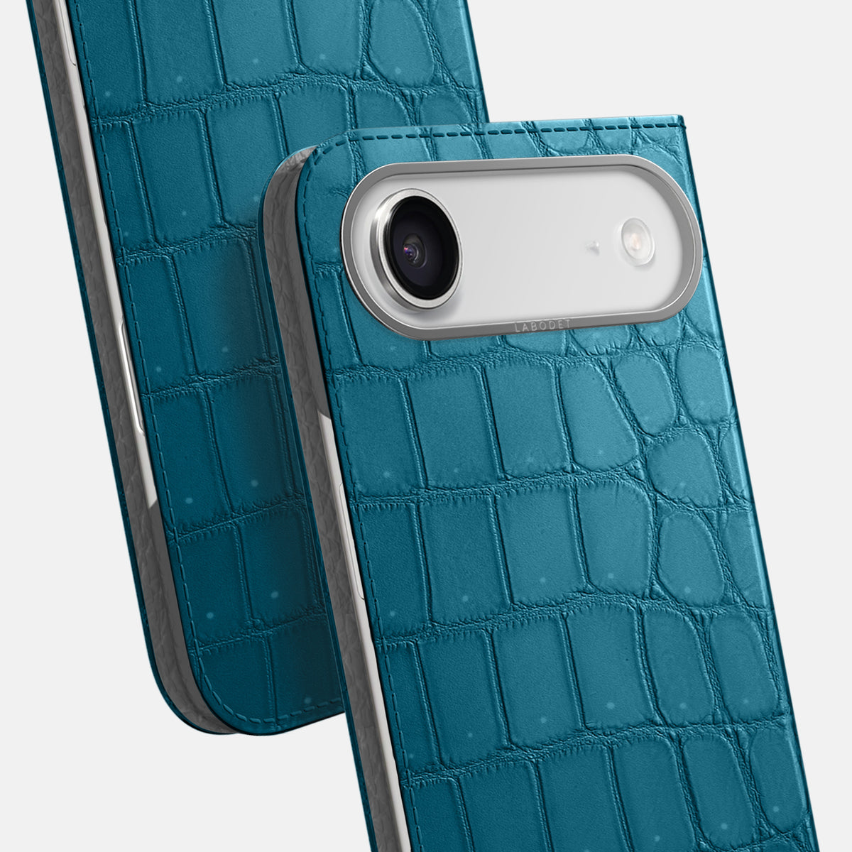 Folio Case For iPhone 17 Air In Porosus Crocodile -5 | Turquoise-Steel