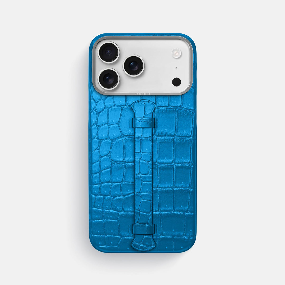 Center Handle For iPhone 18 Pro Max In Porosus Crocodile -1 | Blue-Lagoon-Steel