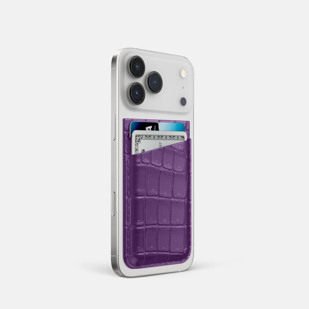 MagSafe Wallet For iPhone 18 Pro In Porosus Crocodile -2 | Purple