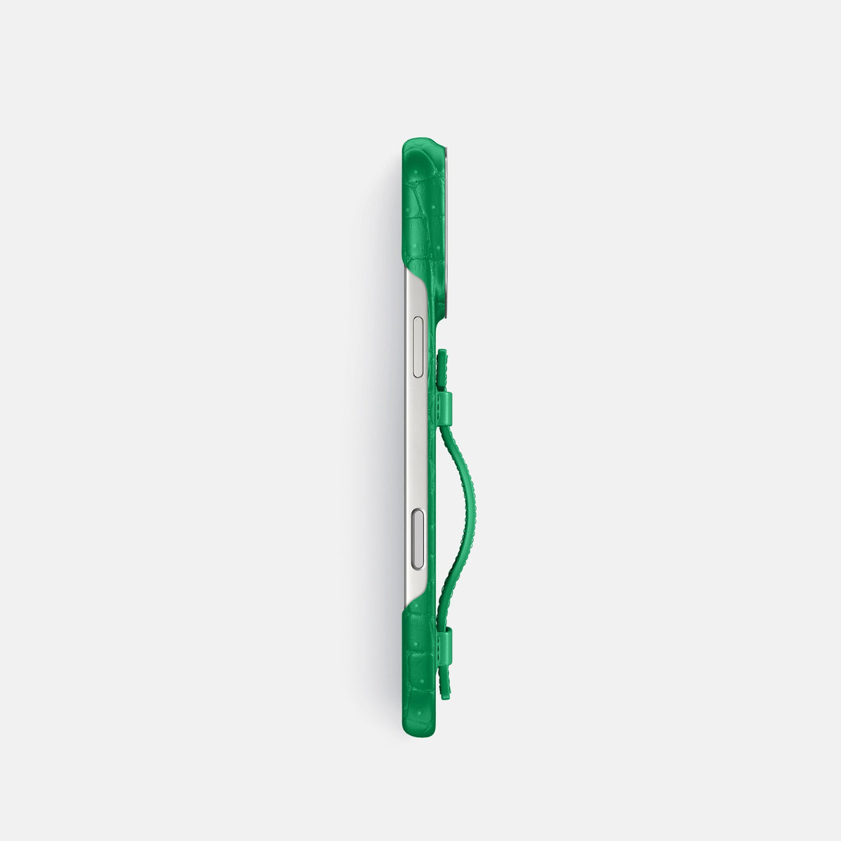 Handle Case For iPhone 18 Pro In Porosus Crocodile -3 | Cactus-Green-Steel