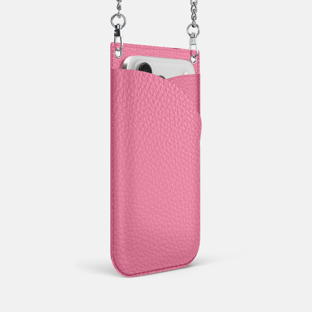 Crossbody Bag For iPhone 17 Pro In Calf -2 | Pink-Steel