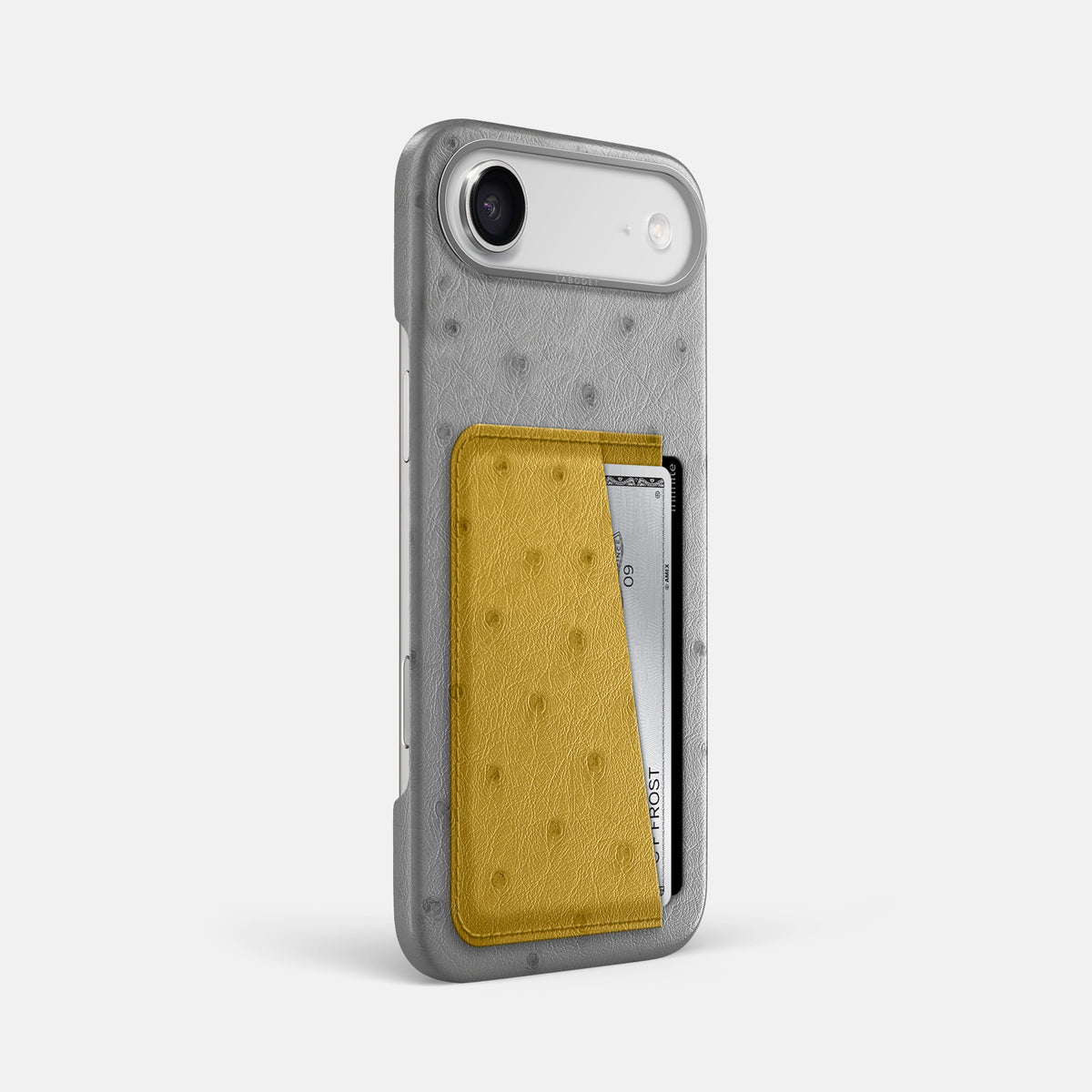 Double Card Case Coloré For iPhone 17 Air In Ostrich -2 | Silver-Steel