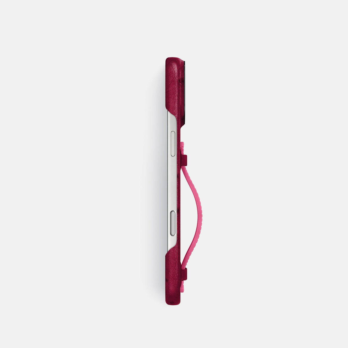Center Handle Coloré For iPhone 18 Pro In Ostrich -2 | Bordeaux-Black