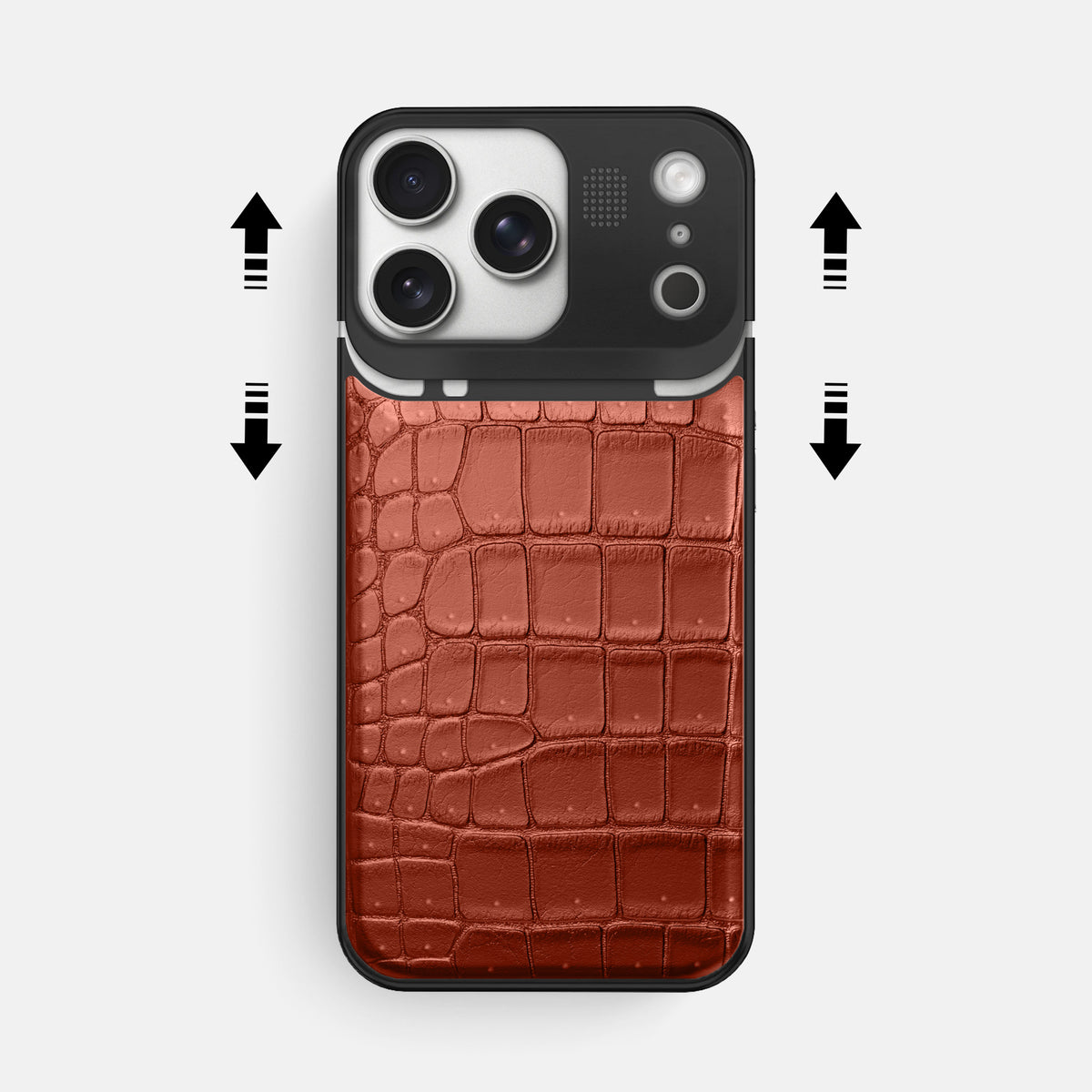 Metal Case For iPhone 17 Pro Max In Porosus Crocodile -2 | Nuts-Black