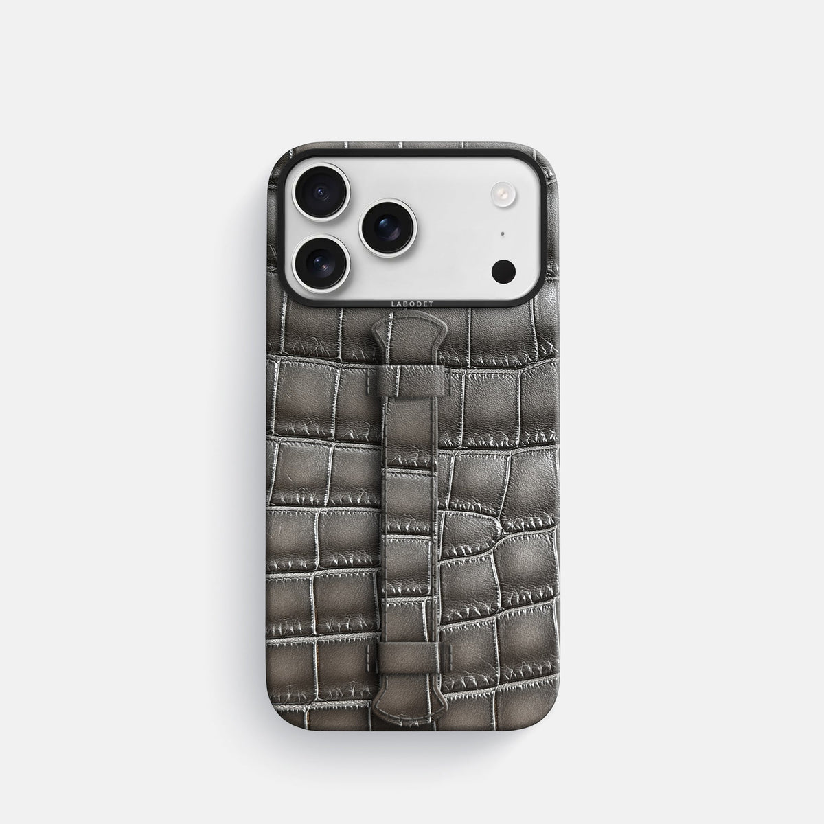 Center Handle For iPhone 18 Pro In Patina Alligator -1 | Grey-Black