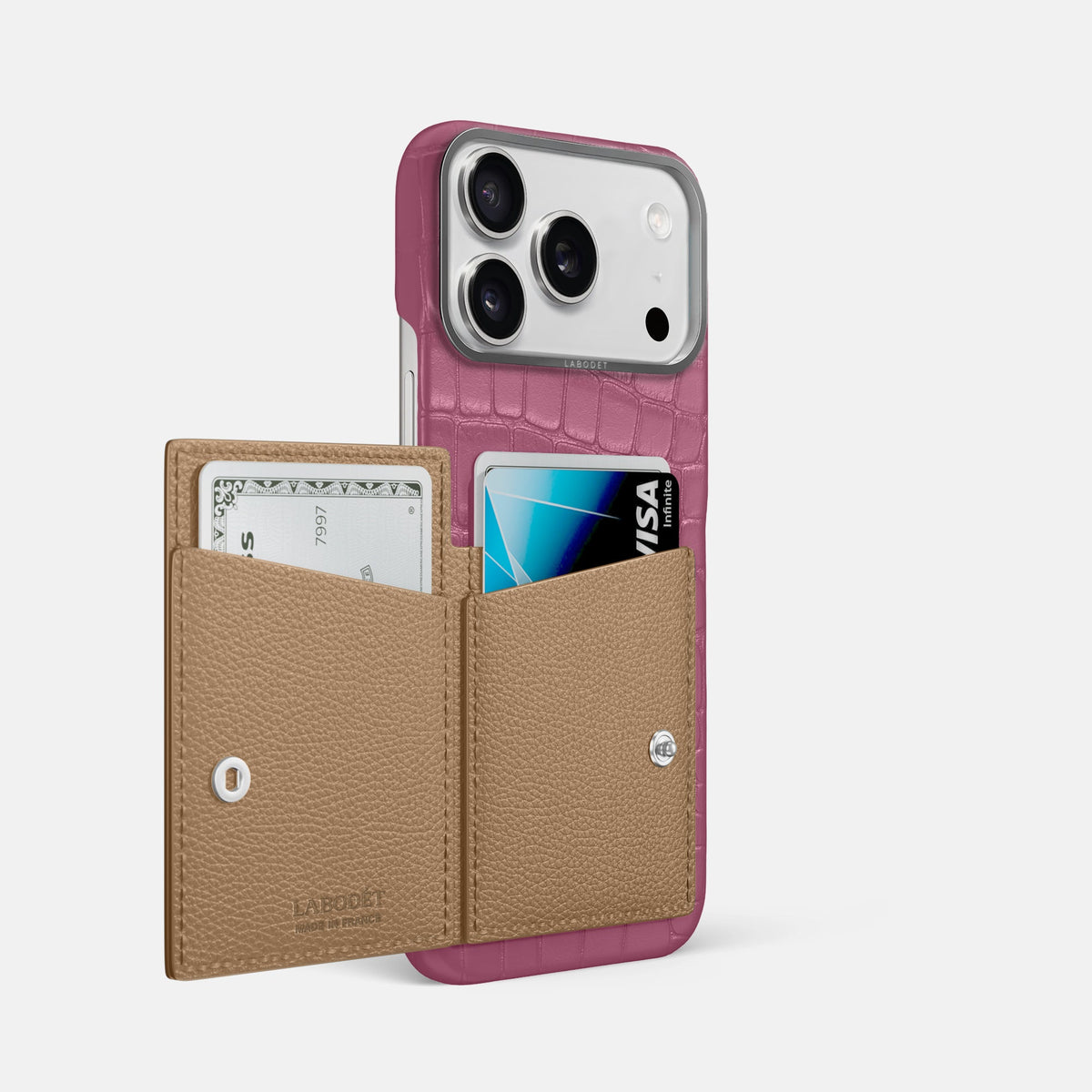 Bi-Fold Case For iPhone 18 Pro Max In Alligator -2 | Pink-Lagoon-Steel