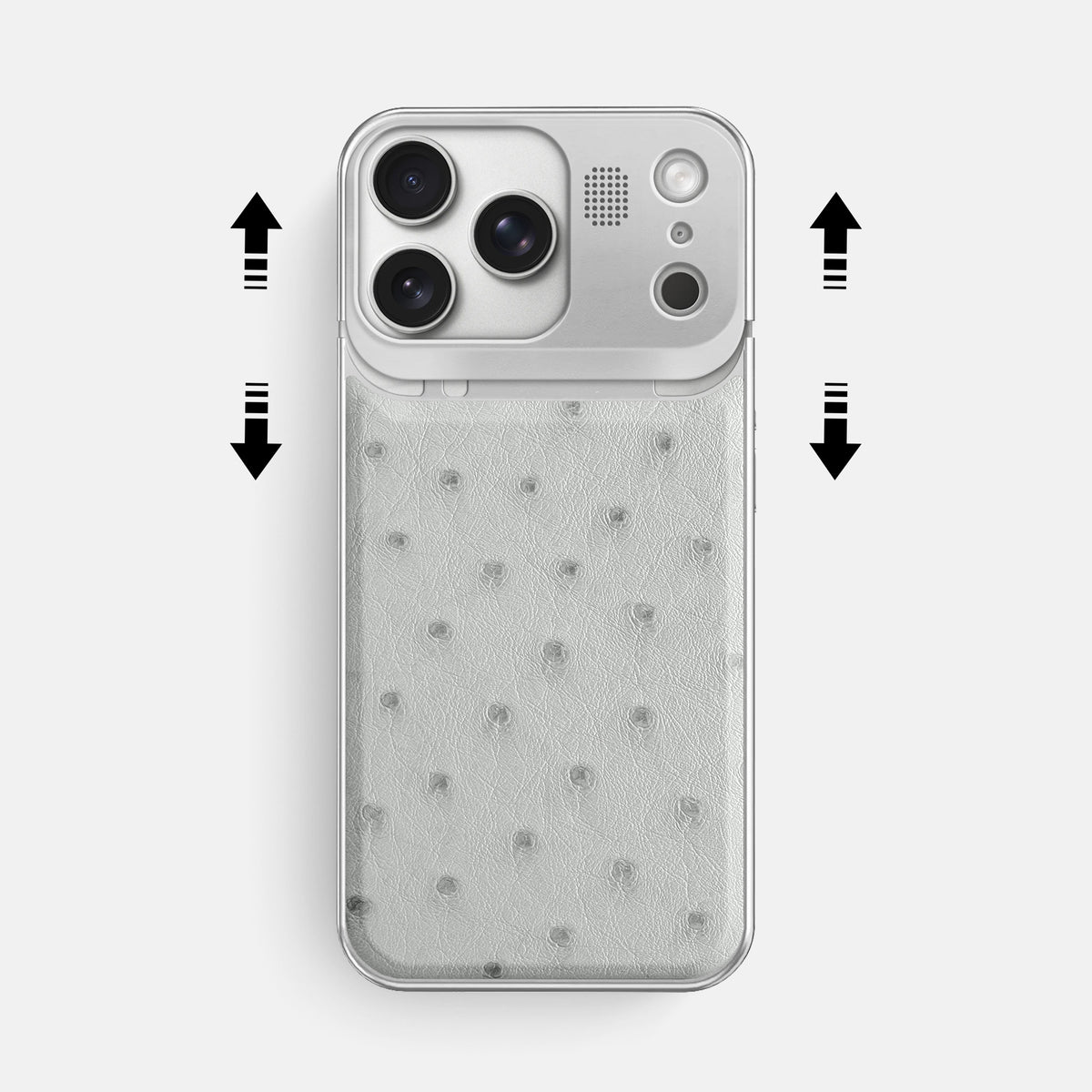 Metal Case For iPhone 17 Pro Max In Ostrich -2 | White-Steel