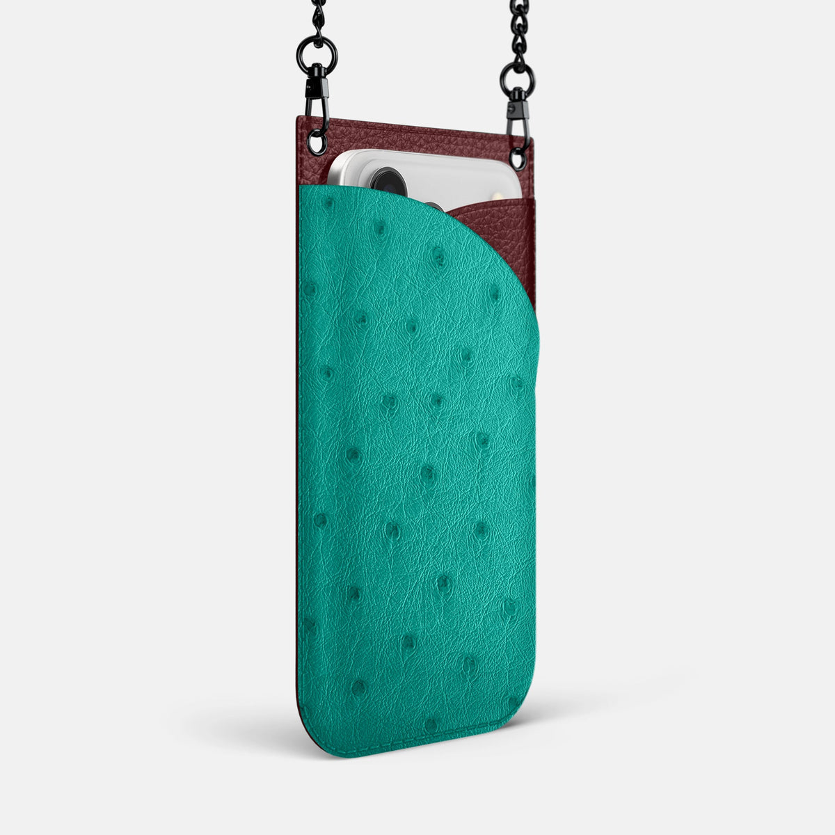 Crossbody Bag For iPhone 18 Pro Max In Ostrich -2 | Turquoise-Black