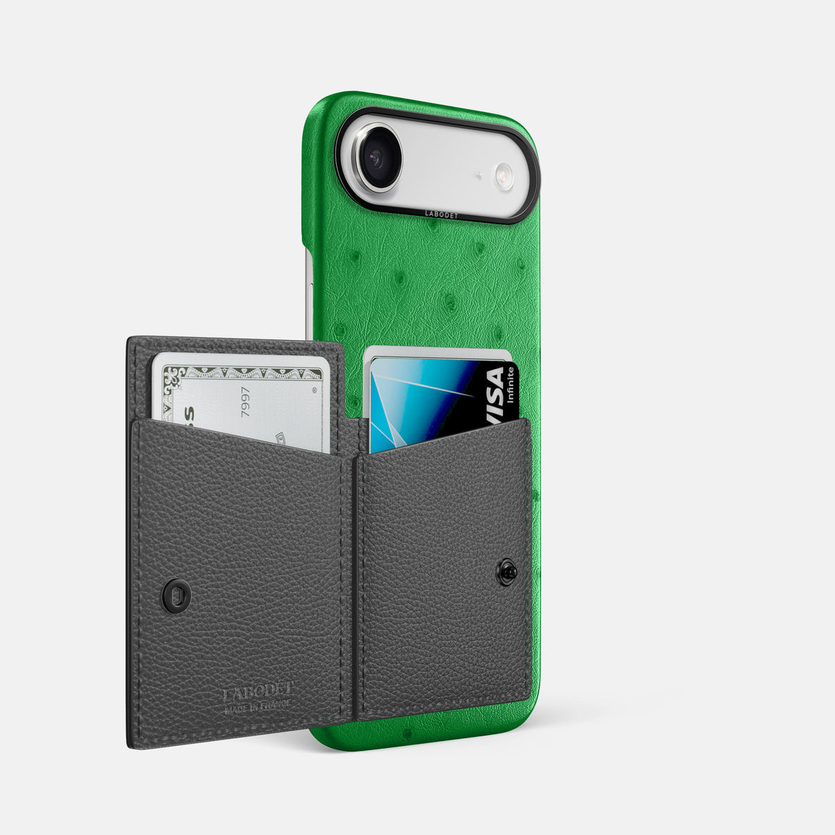 Bi-Fold Case For iPhone 17 Air In Ostrich -2 | Kentucky-Green-Black