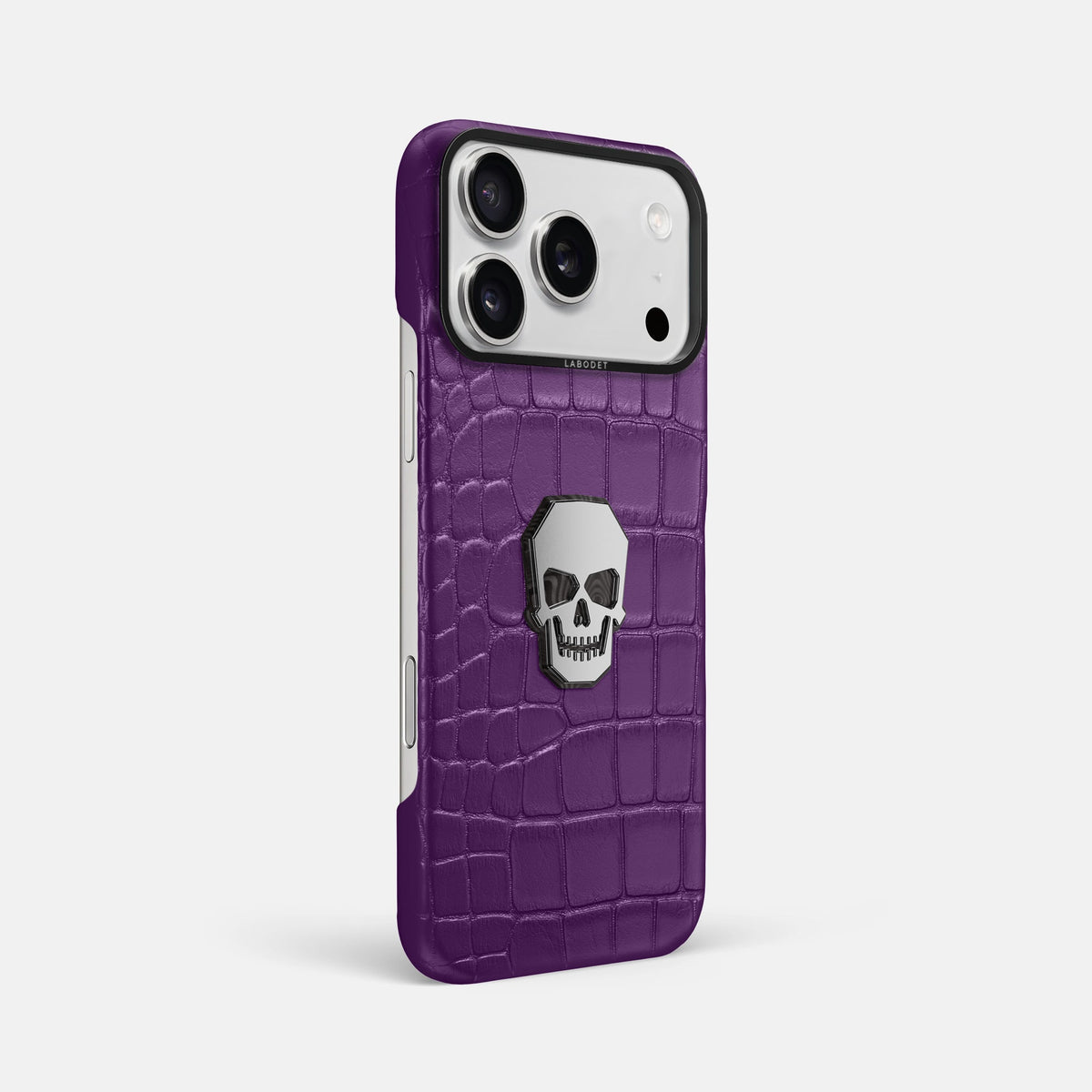 Classic Case With Titanium Skull For iPhone 18 Pro Max In Alligator -2 | Purple-Black