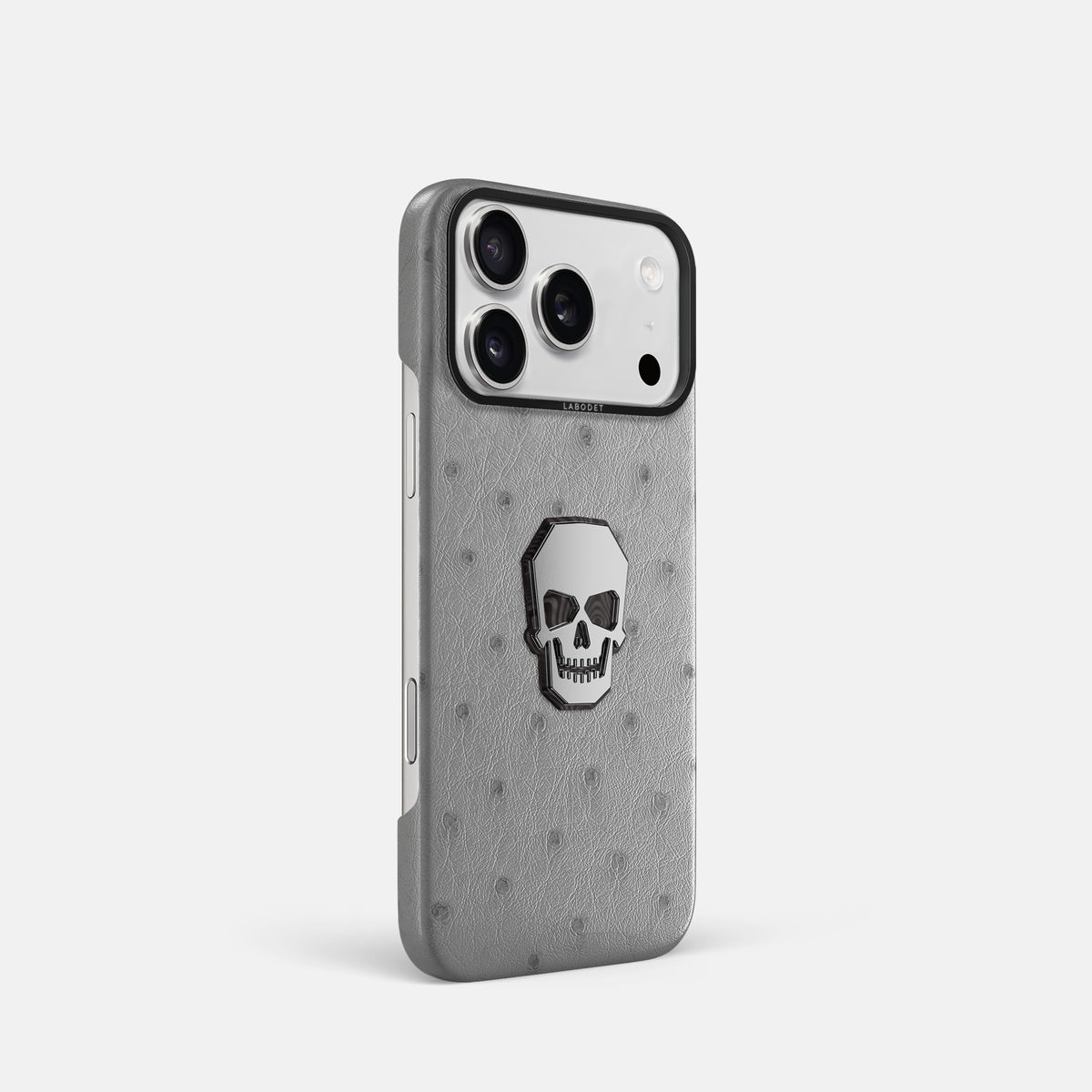 Classic Case With Titanium Skull For iPhone 17 Pro In Ostrich -2 | Silver-Black