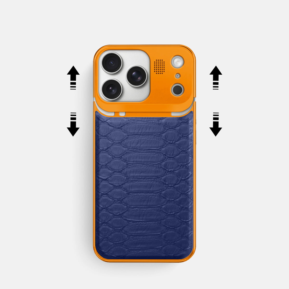 Metal Case For iPhone 17 Pro In Python -2 | Royal-Blue-Orange