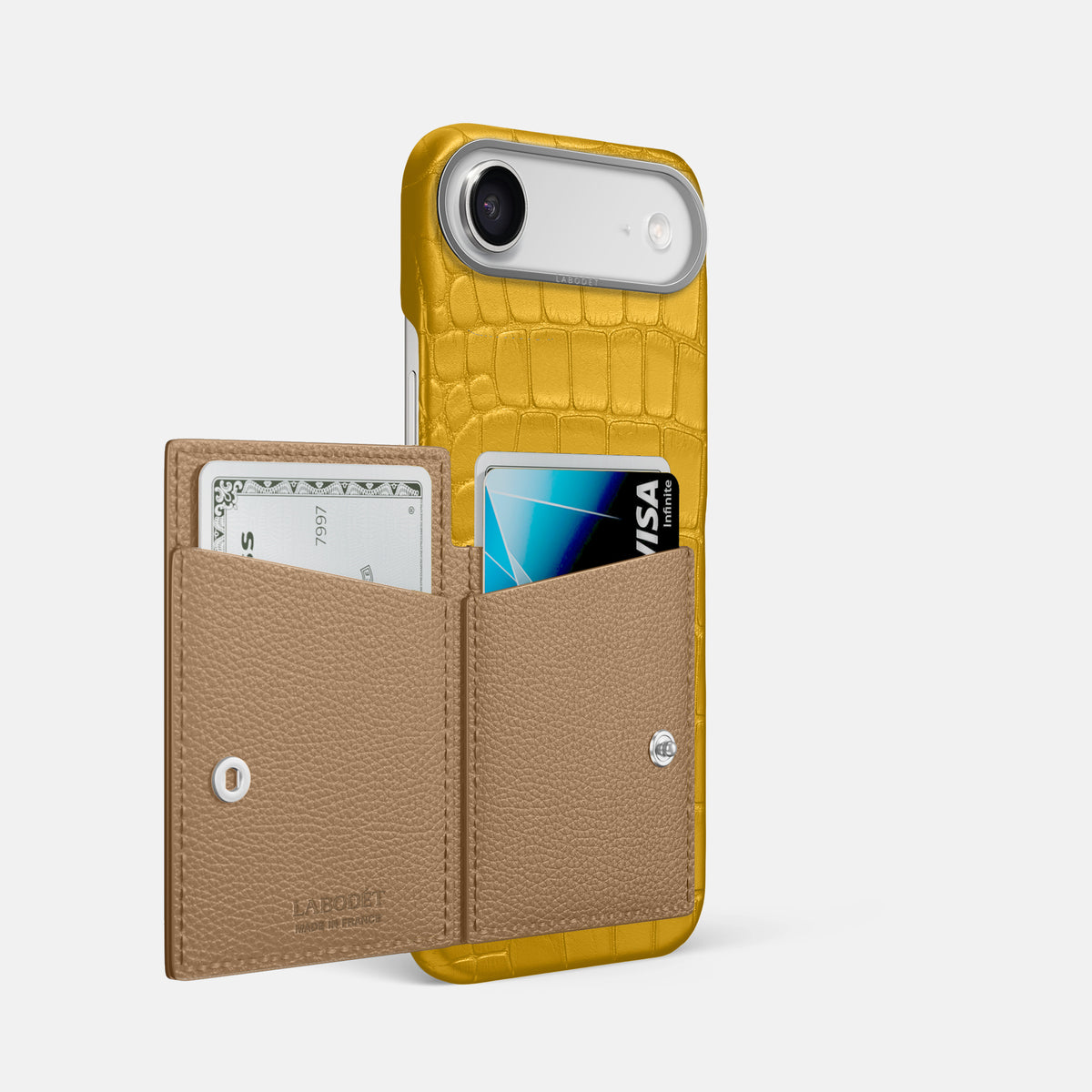 Bi-Fold Case For iPhone 17 Air In Alligator -2 | Yellow-Steel