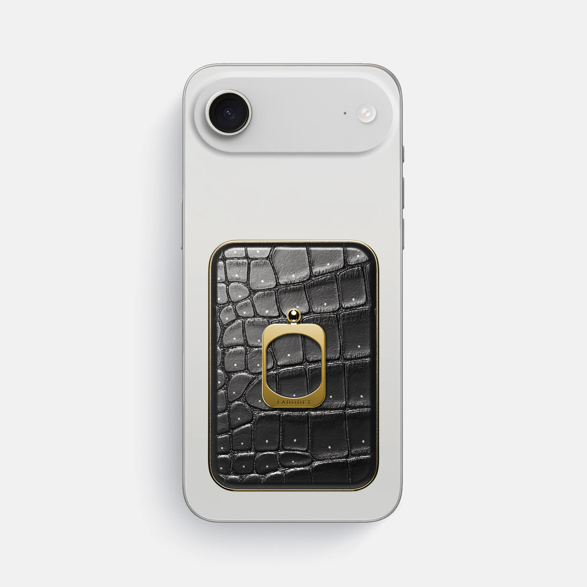 MagSafe Ring For iPhone 17 Air In Porosus Crocodile -2 | Shiny-Black-Gold
