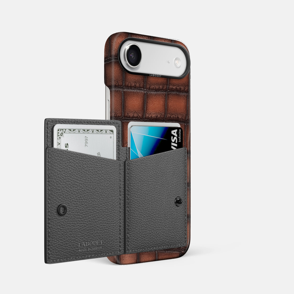 Bi-Fold Case For iPhone 17 Air In Patina Alligator -2 | Baobab-Black