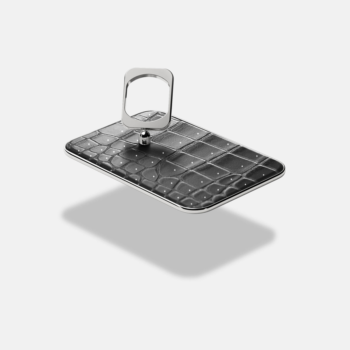MagSafe Ring For iPhone 17 Pro Max In Porosus Crocodile -4 | Shiny-Black-Steel
