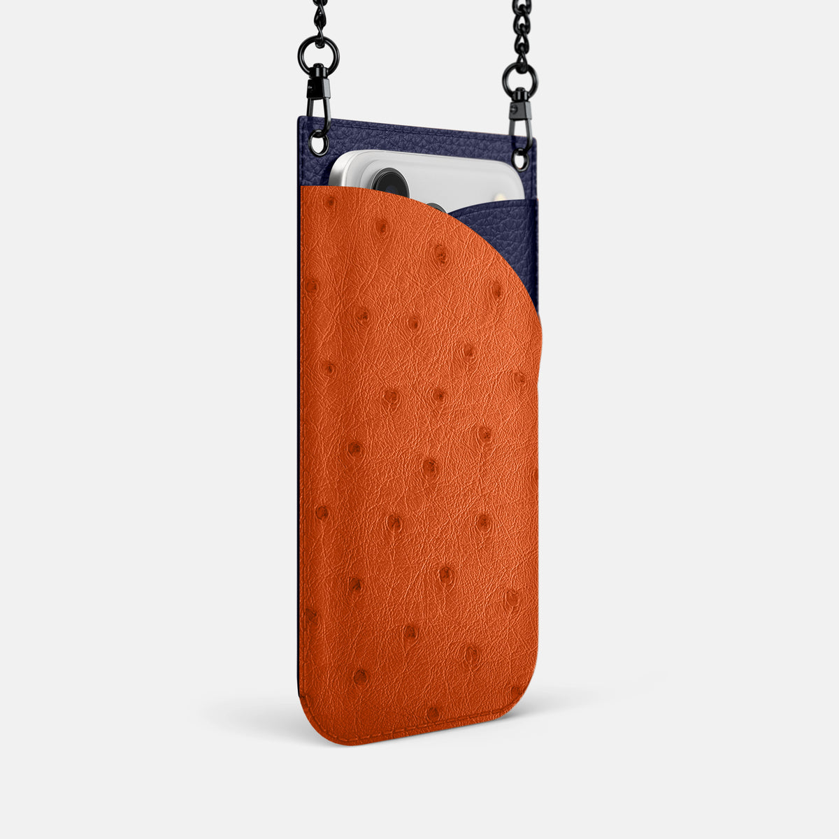 Crossbody Bag For iPhone 17 Pro In Ostrich -2 | Orange-Black