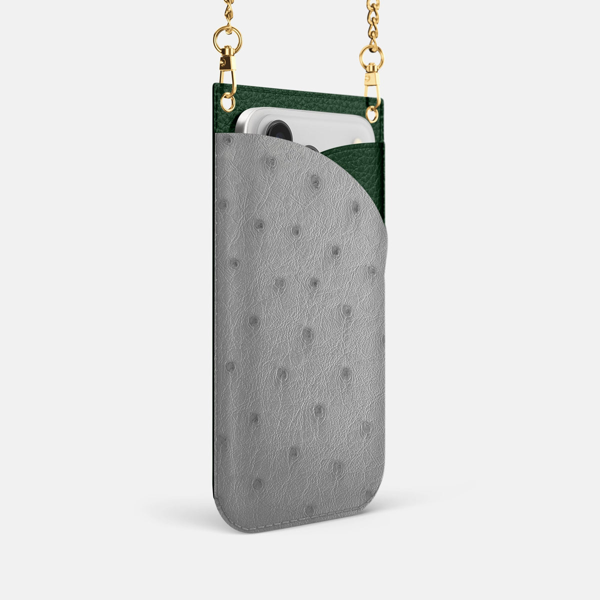 Crossbody Bag For iPhone 18 Pro In Ostrich -2 | Silver-Gold