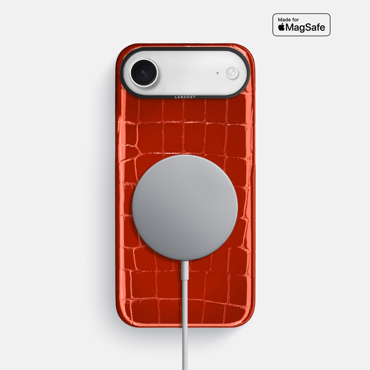 Classic Case For iPhone 17 Air In Shiny Alligator -5 | Orange-Black