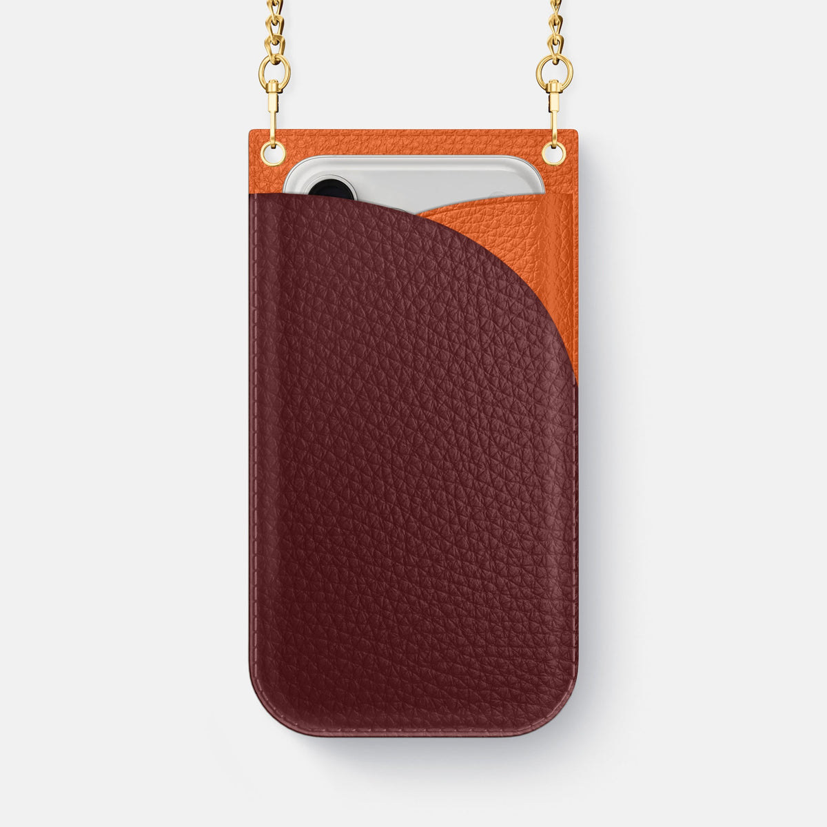 Crossbody Bag For iPhone 18 Pro Max In Calf -1 | Bordeaux-Gold