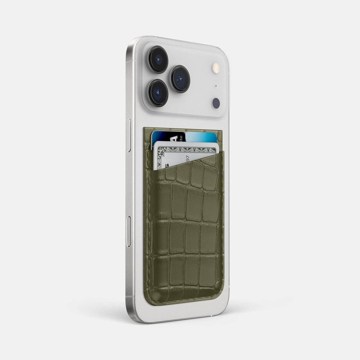 MagSafe Wallet For iPhone 18 Pro Max In Alligator -2 | Kaki-Green