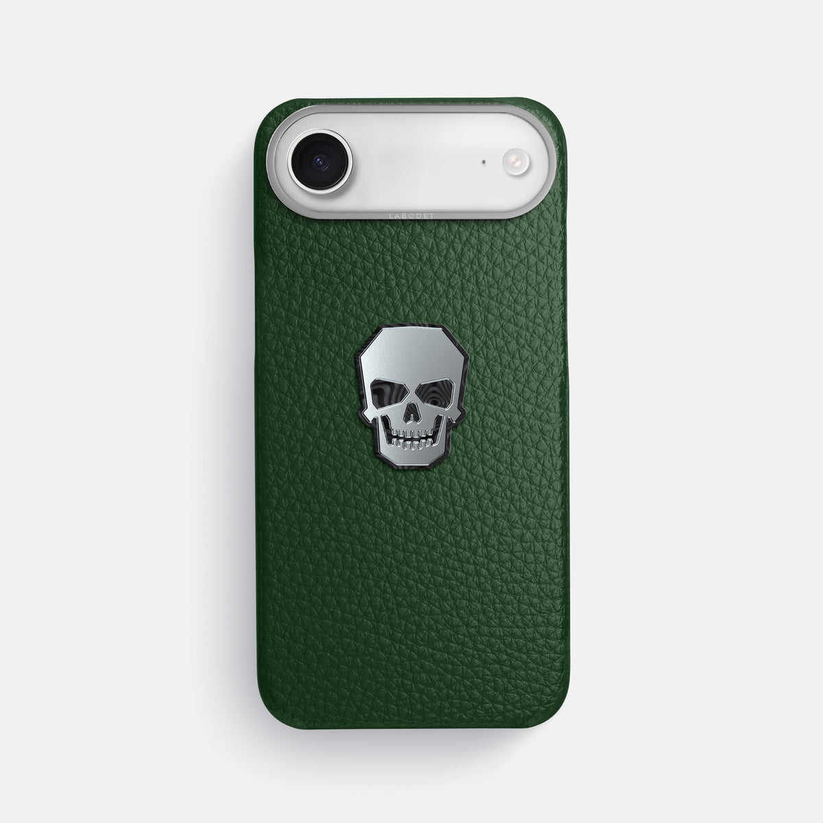 Classic Case With Titanium Skull For iPhone 17 Air In Calf -1 | Dark-Green-Steel
