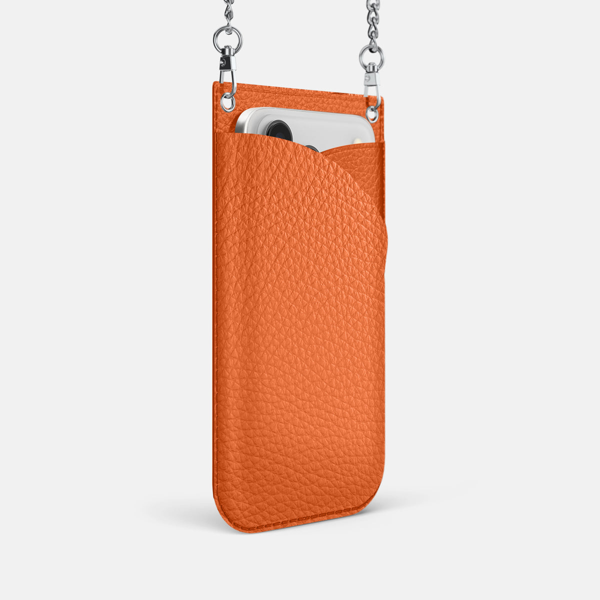 Crossbody Bag For iPhone 17 Pro In Calf -2 | Orange-Steel