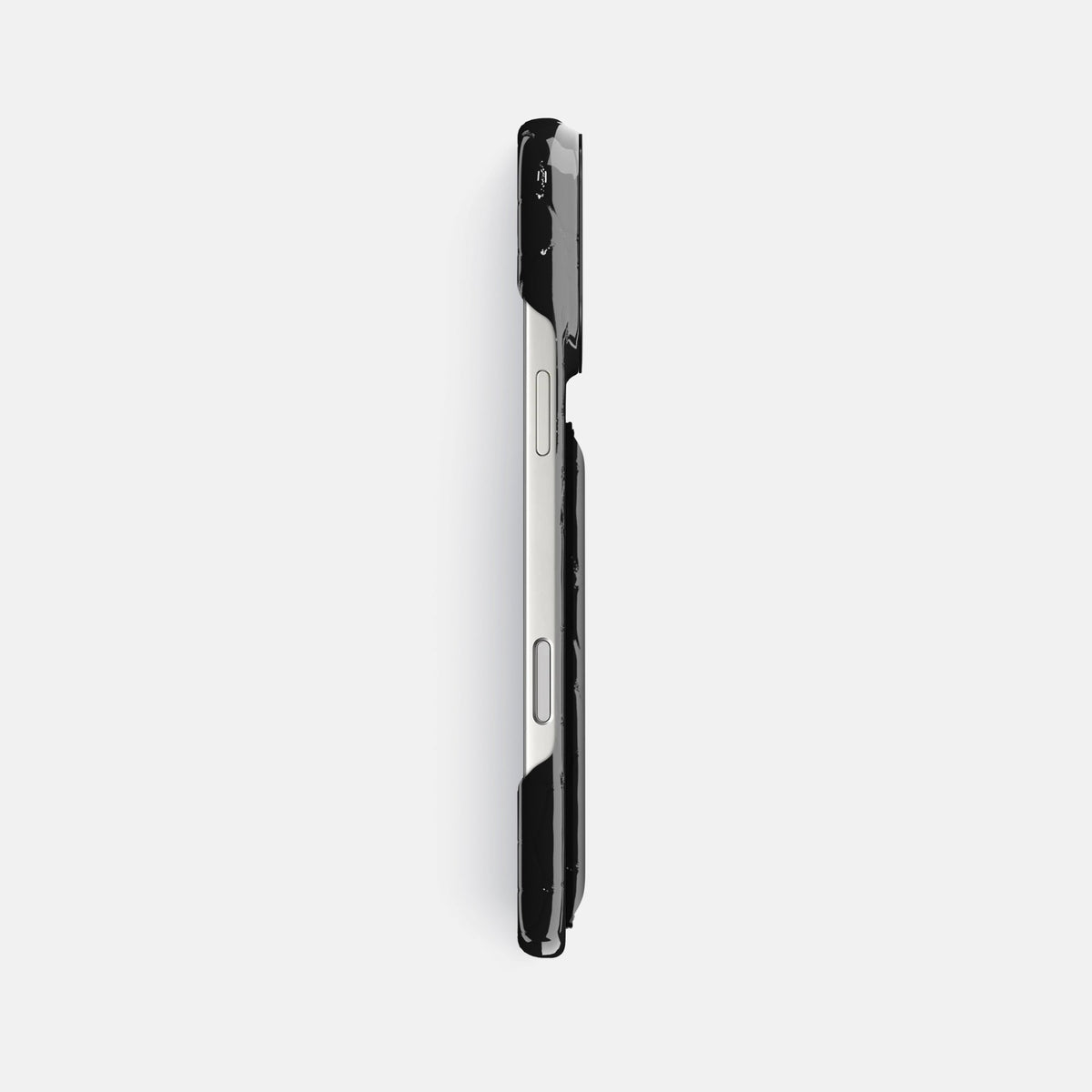 Double Card Case For iPhone 18 Pro Max In Shiny Alligator -3 | Black-Black