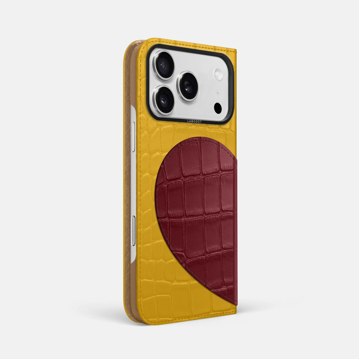 Folio Case With Heart For iPhone 18 Pro Max In Alligator -1 | Yellow-Black