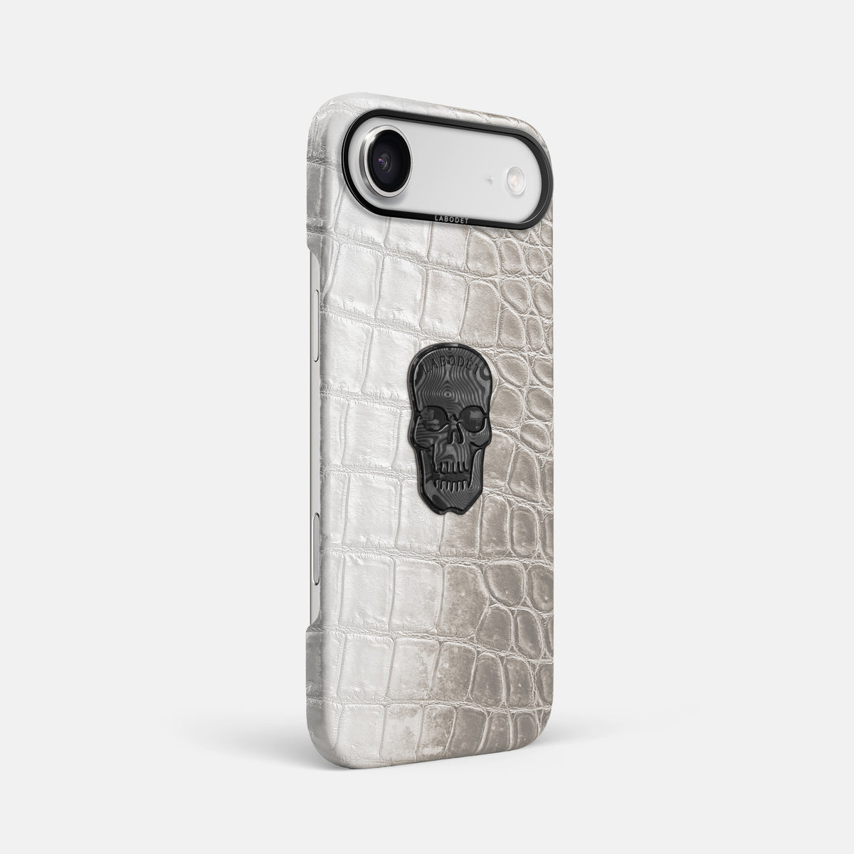 Classic Case With Carbon Skull For iPhone 17 Air In Himalayan Crocodile -2 | Grey-Black