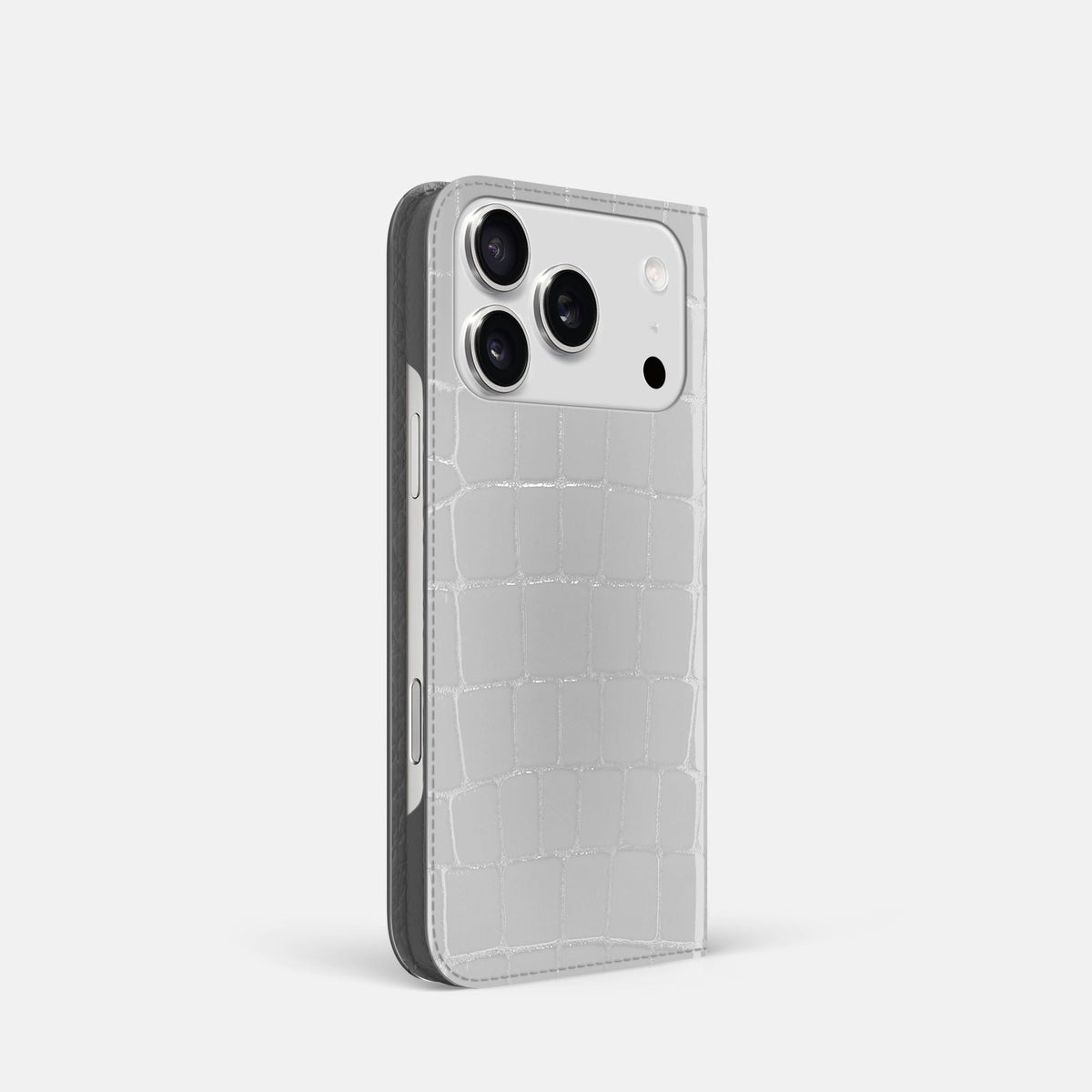 Folio Slim Case For iPhone 18 Pro In Shiny Alligator -1 | White