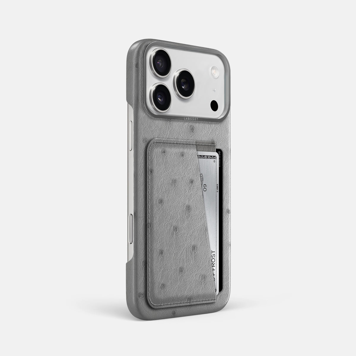 Double Card Case For iPhone 17 Pro Max In Ostrich -2 | Silver-Steel