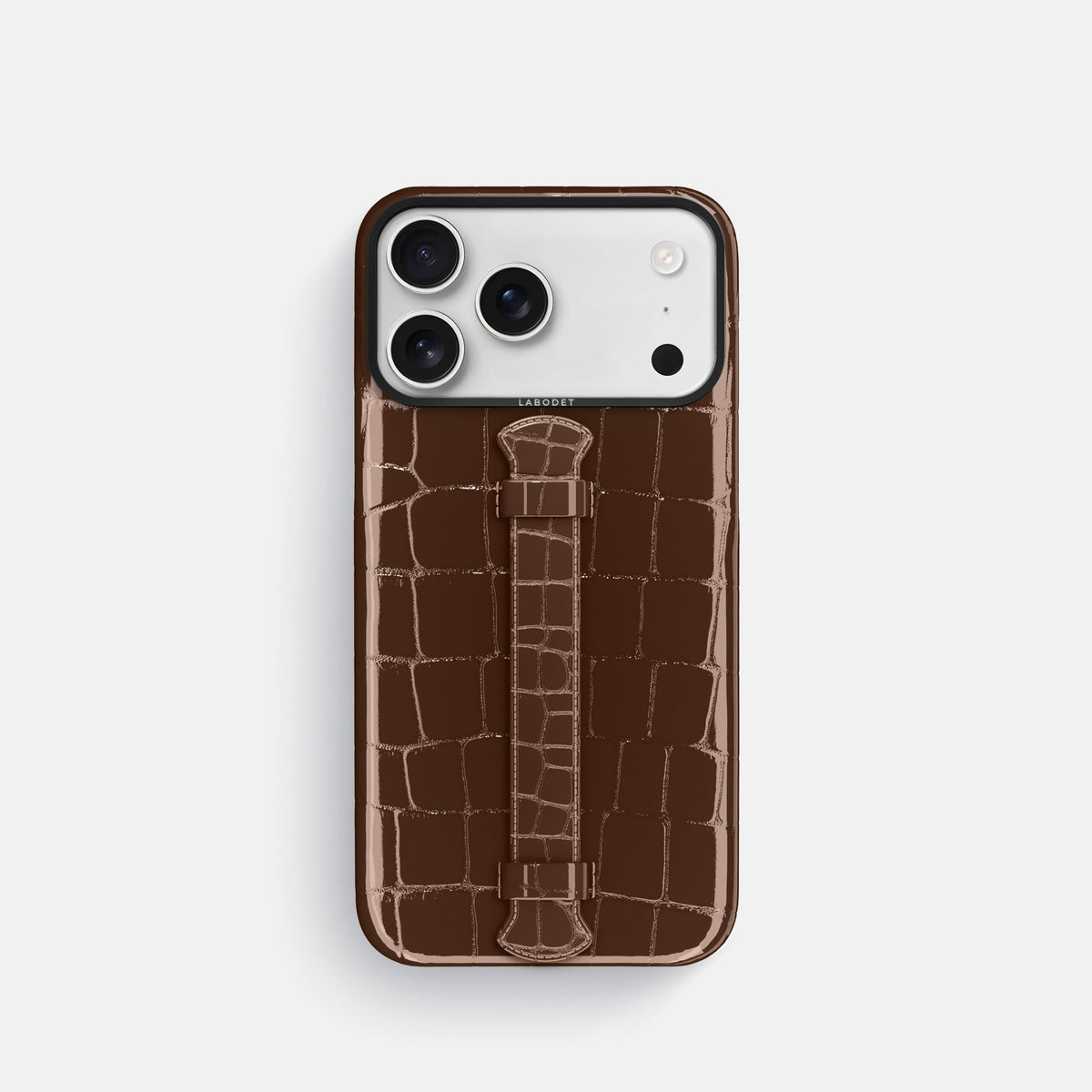 Center Handle For iPhone 18 Pro In Shiny Alligator -1 | Brown-Black